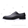 Sapatos casuais masculinos de couro com cadarço